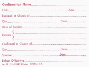 CONFIRMATION NAME CARDS