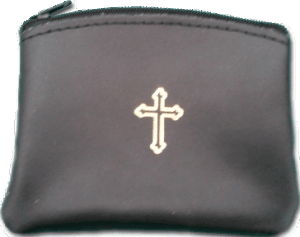BLACK LEATHER ROSARY CASE