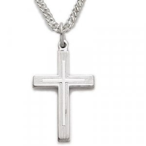 1 Inch Sterling Silver Outlined Inner Cross Necklace