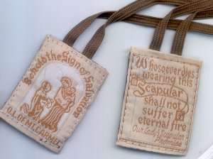 BROWN CLOTH EMBROIDERED SCAPULAR