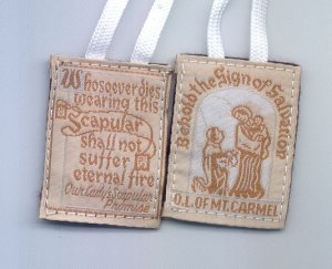 WHITE CLOTH EMBROIDERED SCAPULAR