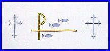 CHI RHO FISH & CROSS EMBROIDERED ALTAR CLOTH