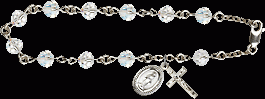 6mm CRYSTAL SILVER PLATED ROSARY BRACELET