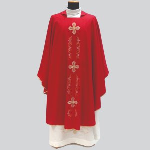 Chasuble with square neck in Lana Oro Barre Fabric