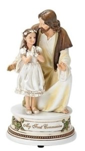 COMMUNION GIRL WITH CHRIST MUSICAL STATUE