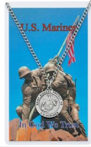 ST. MICHAEL US MARINES PEWTER MEDAL 24" CHAIN